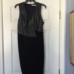 Dress with leather accents